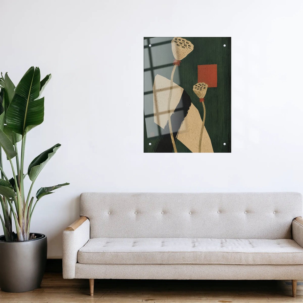Earthy Lotus Geometric Still — room view 3
