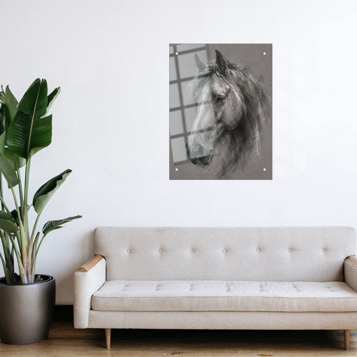 Noble Steed Charcoal Art — room view 3