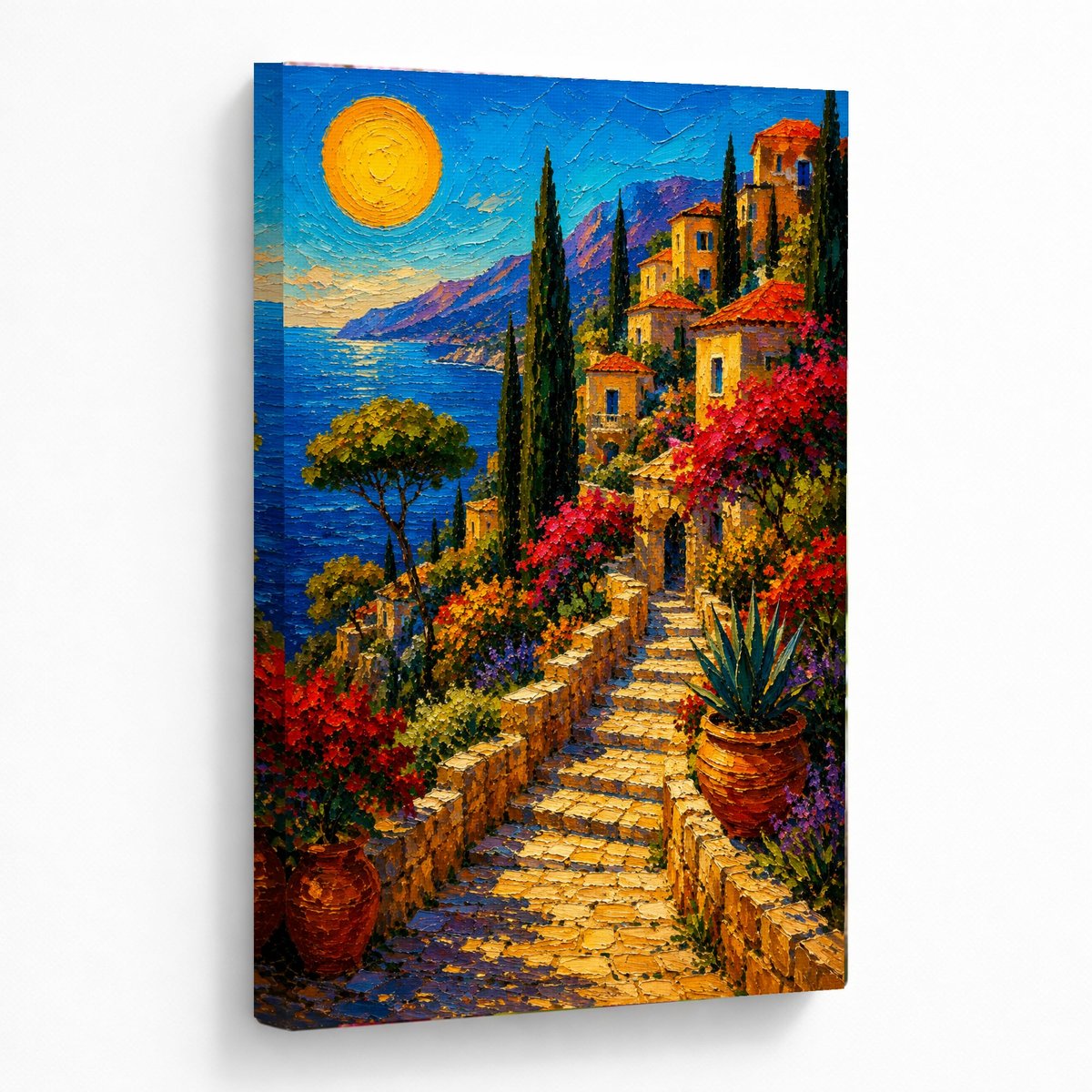 Vibrant Mediterranean Coastal Steps — room view 5