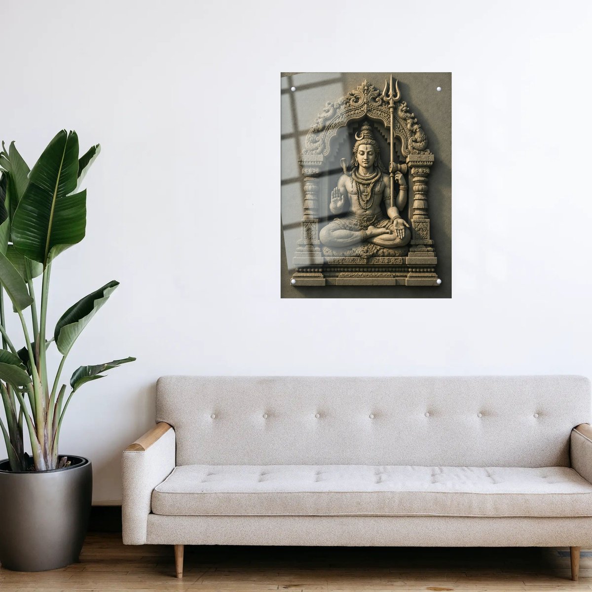 Lord Shiva Stone Relief Wall Art — room view 3