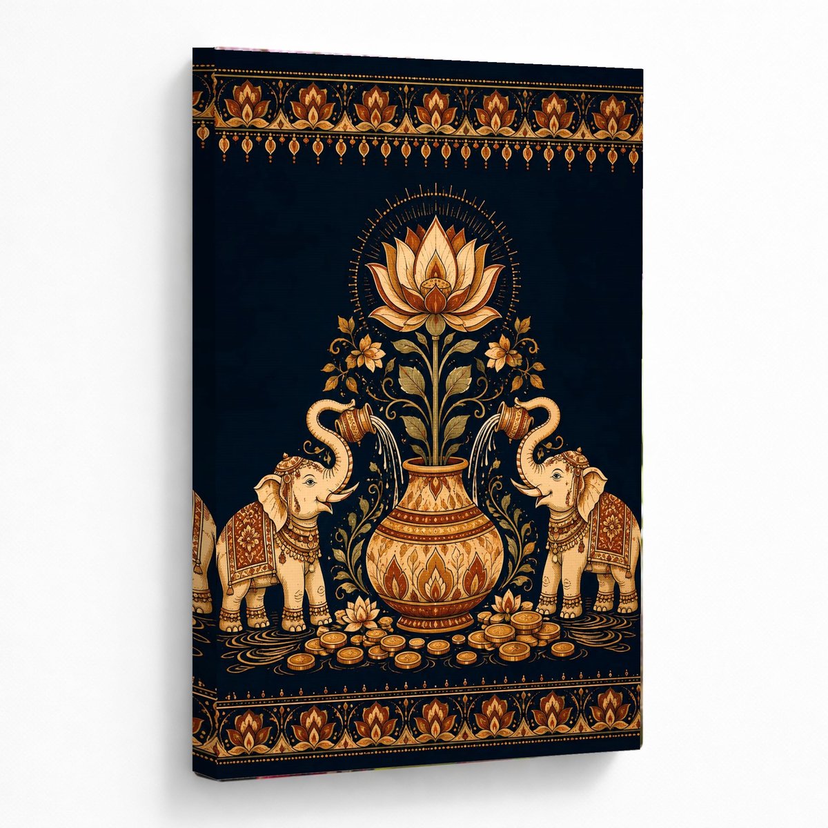 Elephant Lotus Wall Art for Prosperity — room view 5