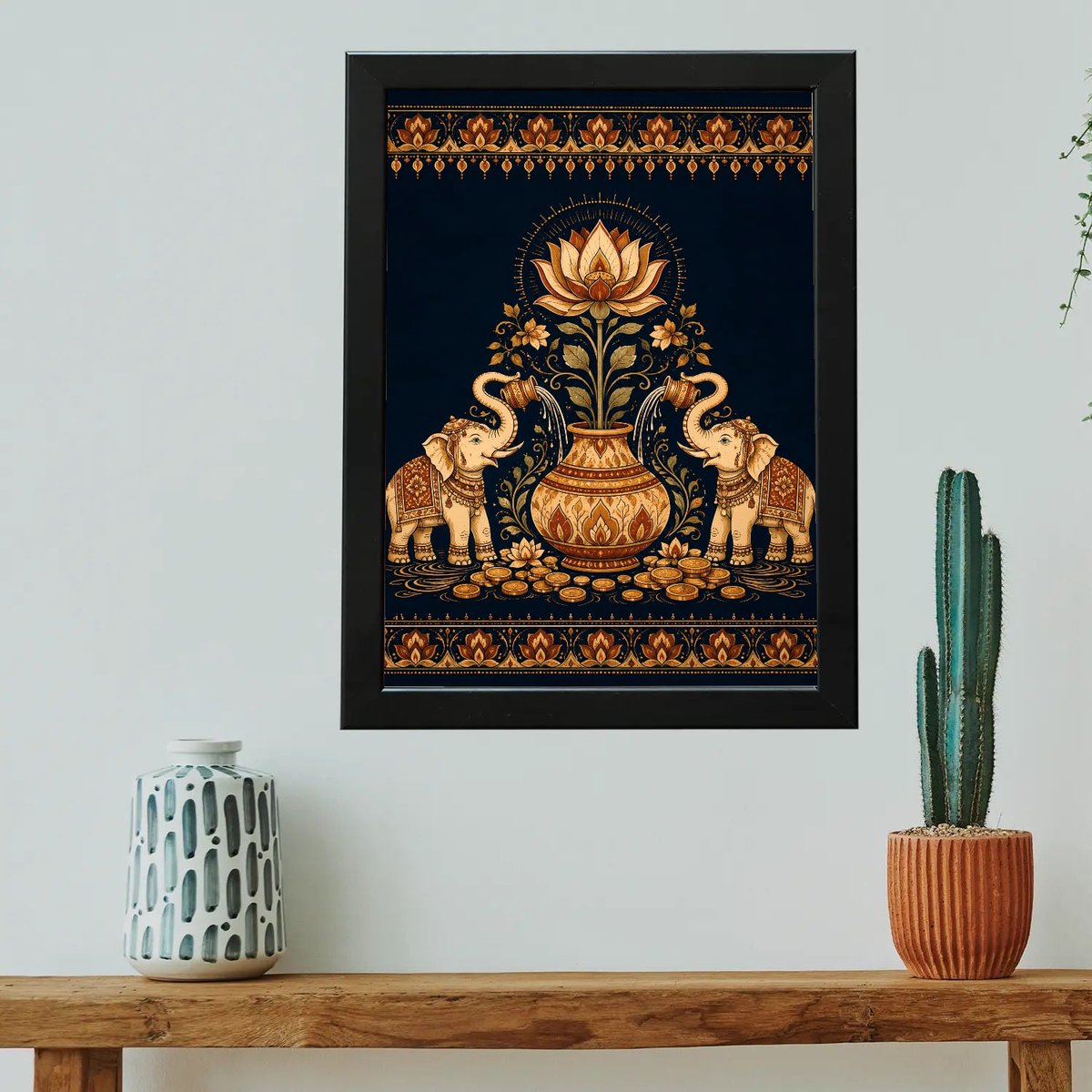 Elephant Lotus Wall Art for Prosperity