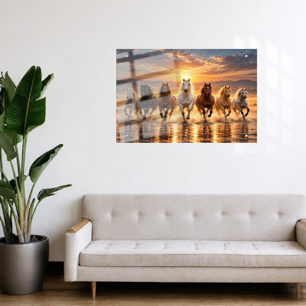 Galloping Horses Wall Art at Sunset — Acrylic finish