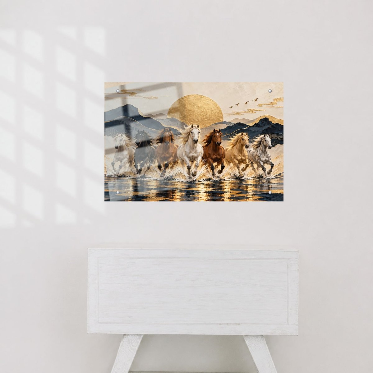 Seven Horses Wall Art: Golden Dawn — room view 3