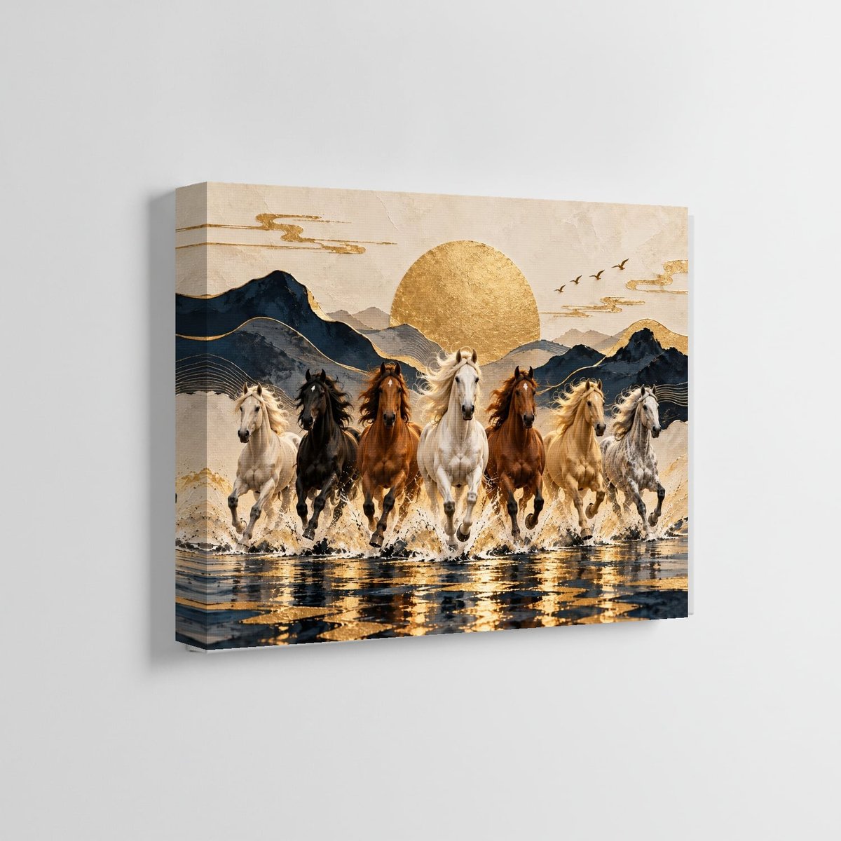 Seven Horses Wall Art: Golden Dawn — room view 5