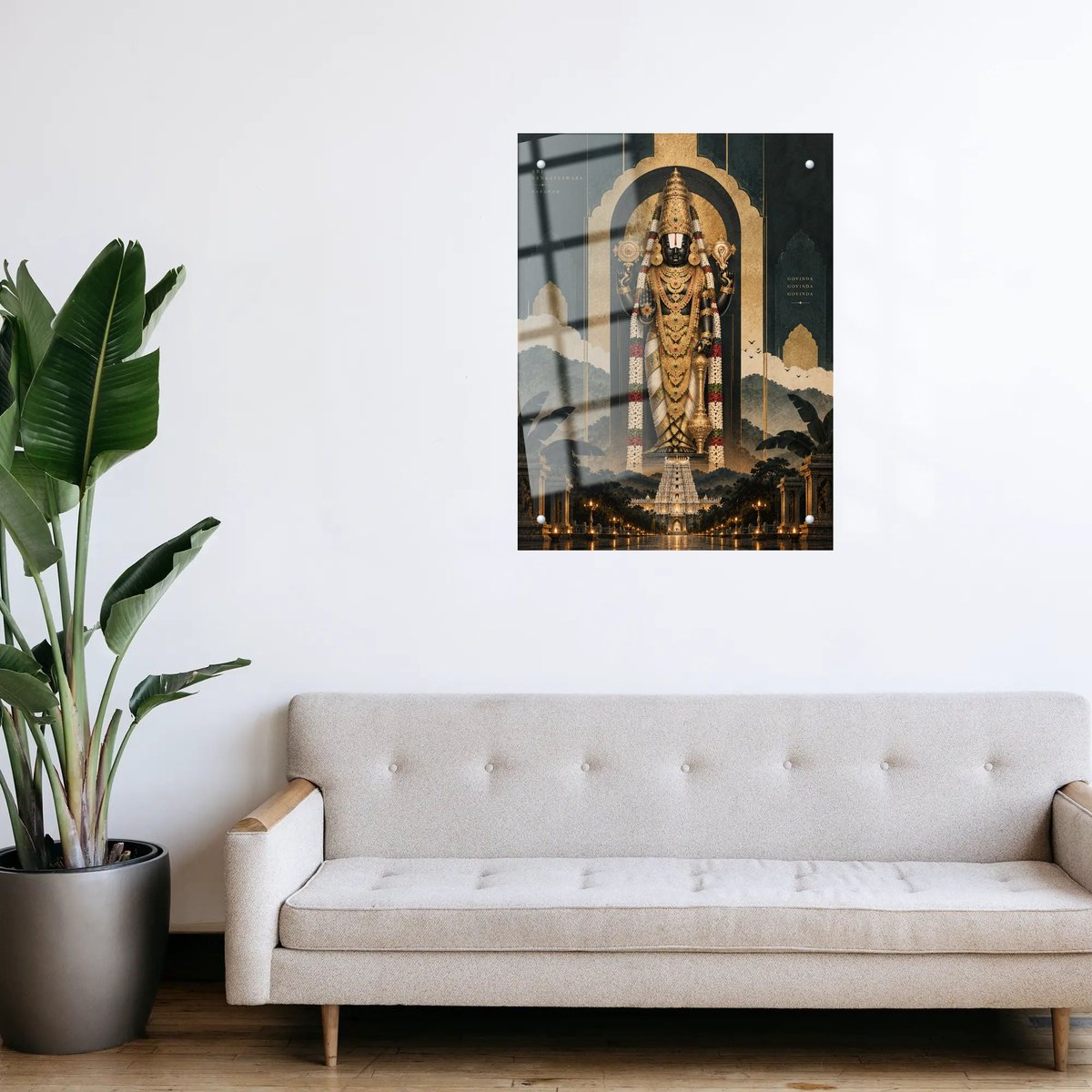 Venkateswara Wall Art with Temple Glow — room view 3