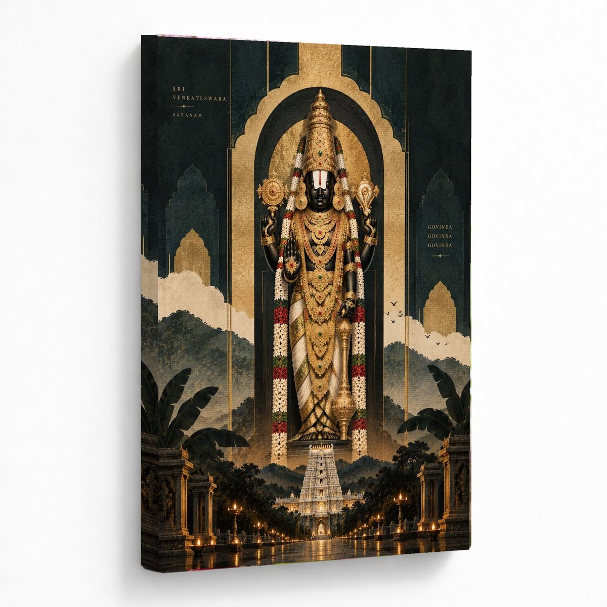 Venkateswara Wall Art with Temple Glow — room view 5
